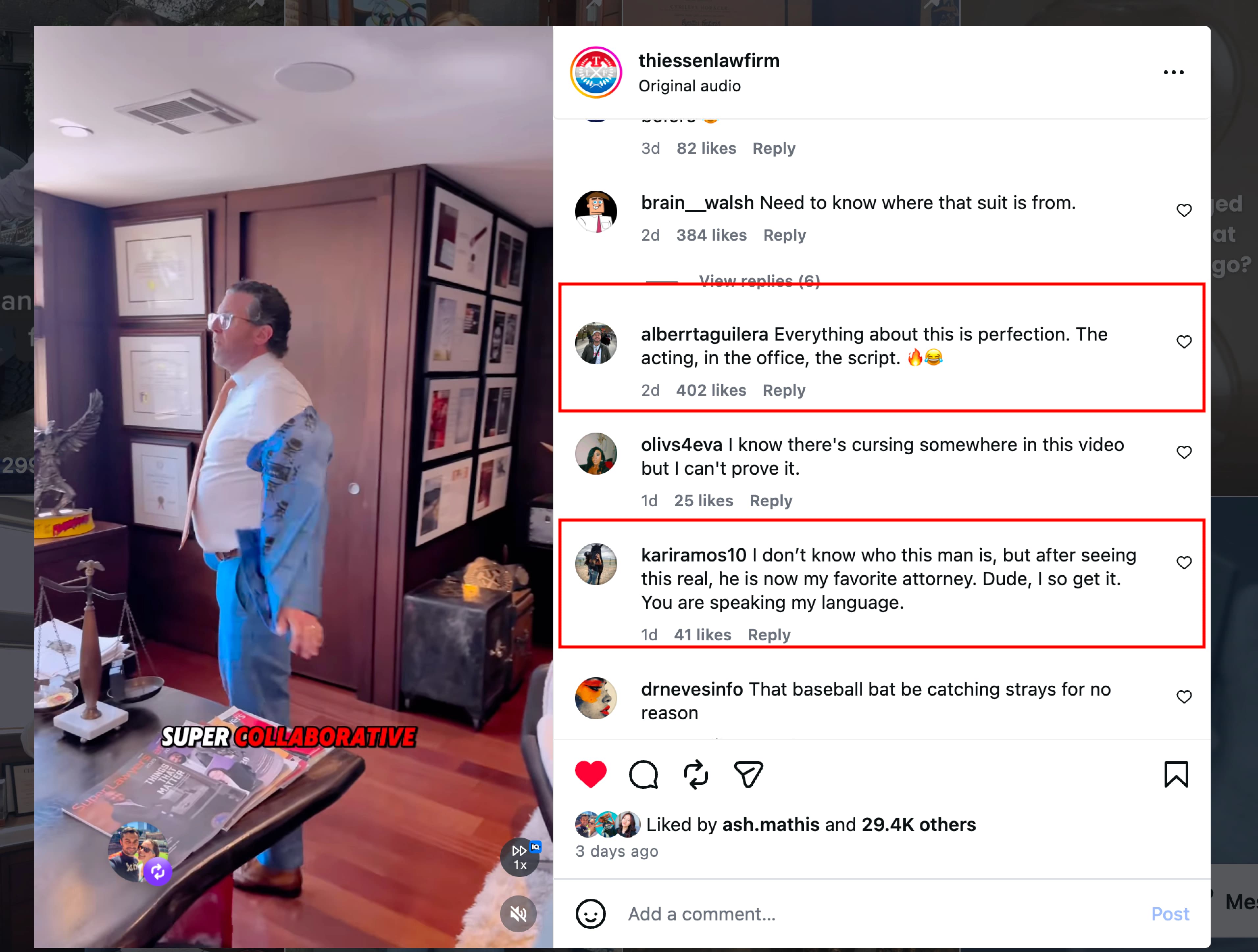Thiessen Law Firm video comments