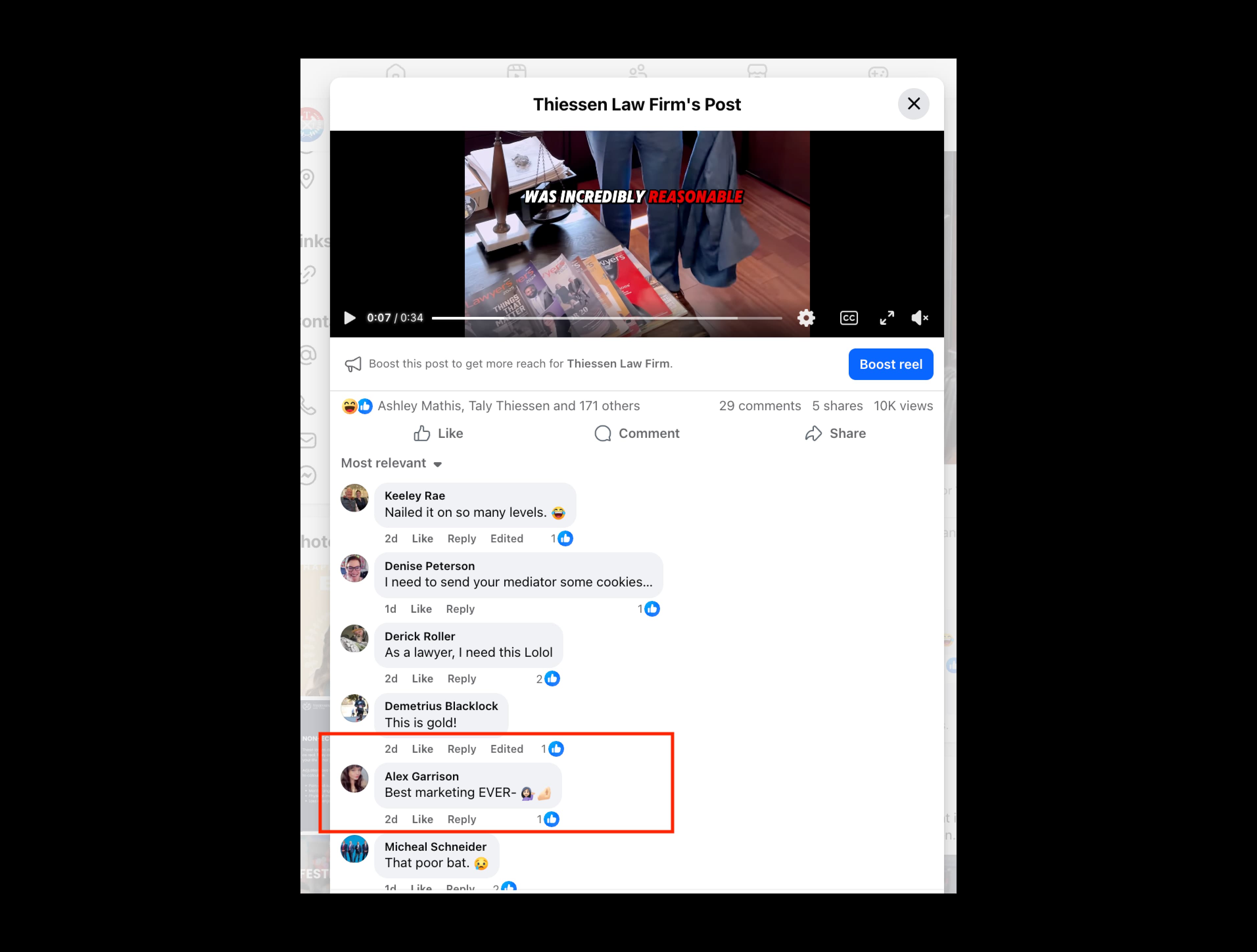Thiessen Law Firm video comments